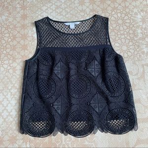 Diane Von Furstenberg Black Lace Tank S